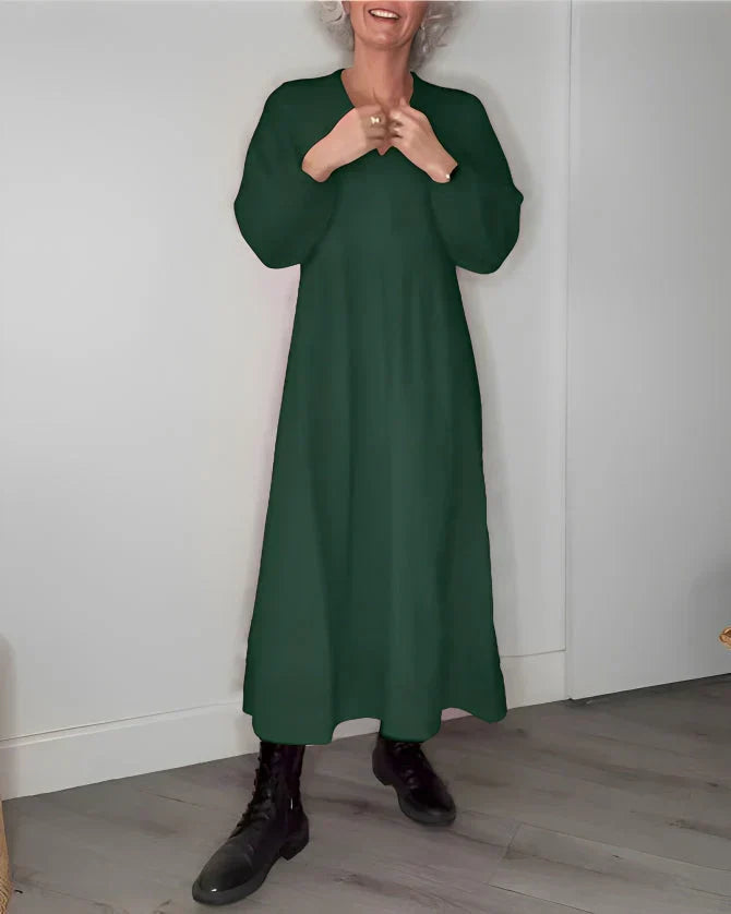 Emma | Figurbetontes langes Kleid mit V-Ausschnitt