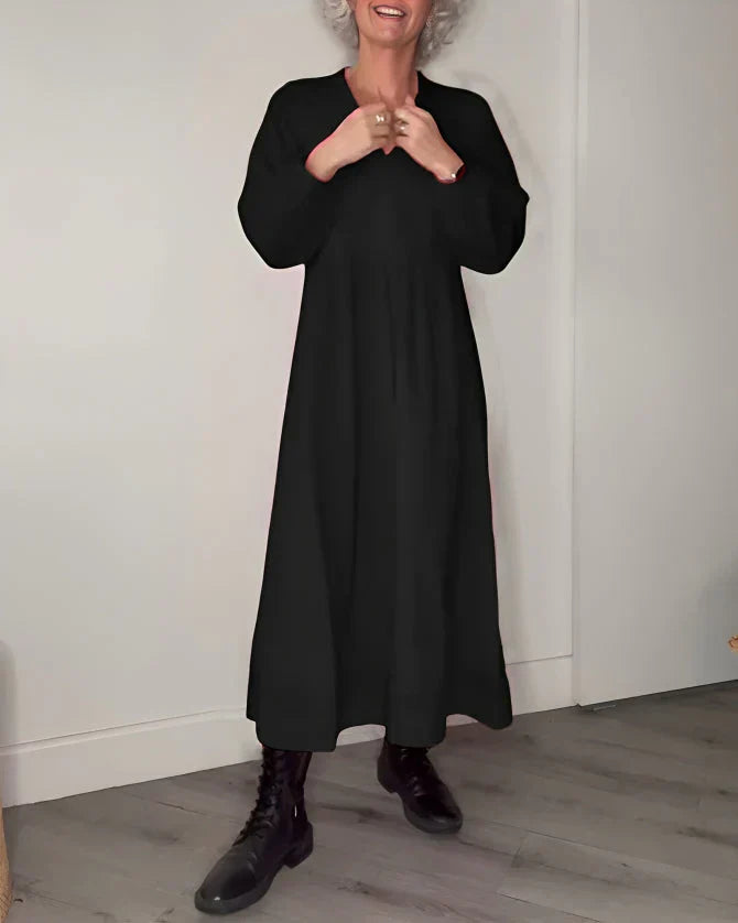Emma | Figurbetontes langes Kleid mit V-Ausschnitt