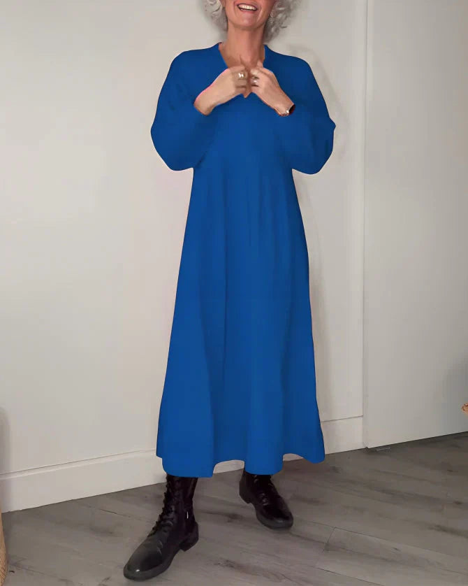 Emma | Figurbetontes langes Kleid mit V-Ausschnitt