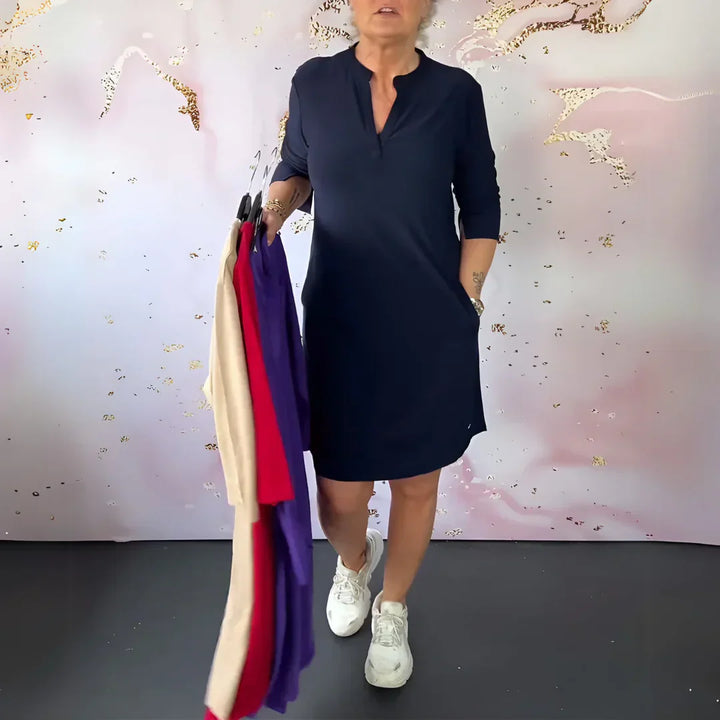 Mimmi™ – Einfarbiges V-Ausschnittkleid
