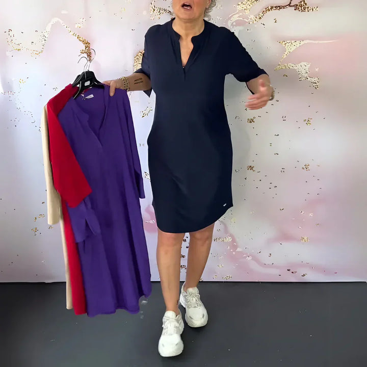 Mimmi™ – Einfarbiges V-Ausschnittkleid