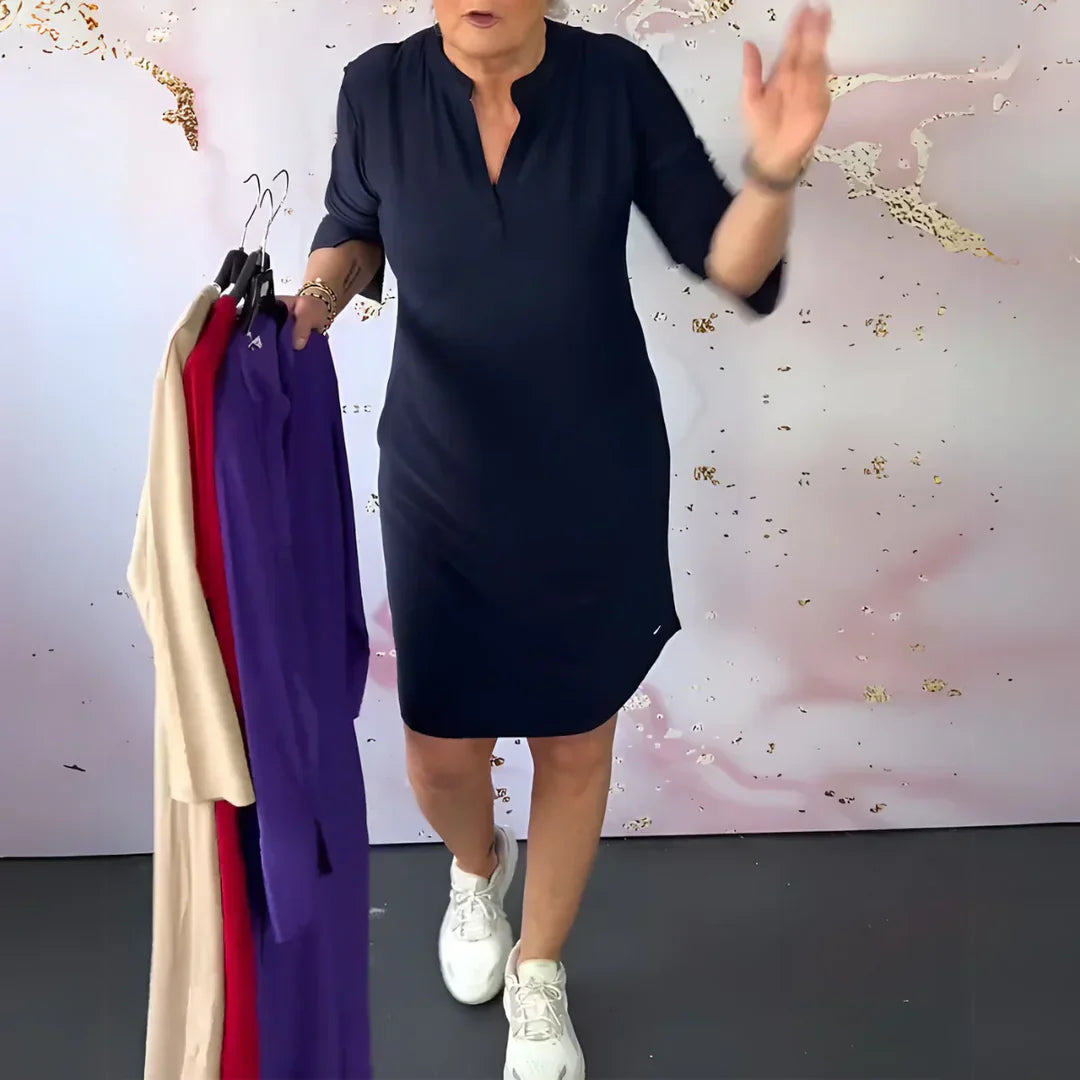 Mimmi™ – Einfarbiges V-Ausschnittkleid