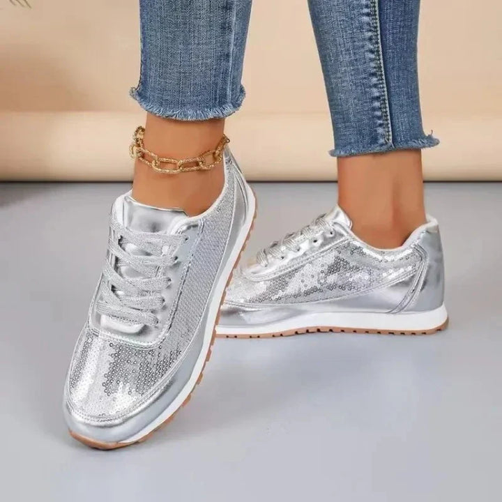 Emilia | Bequeme Laufschuhe in Schwarz und Silber