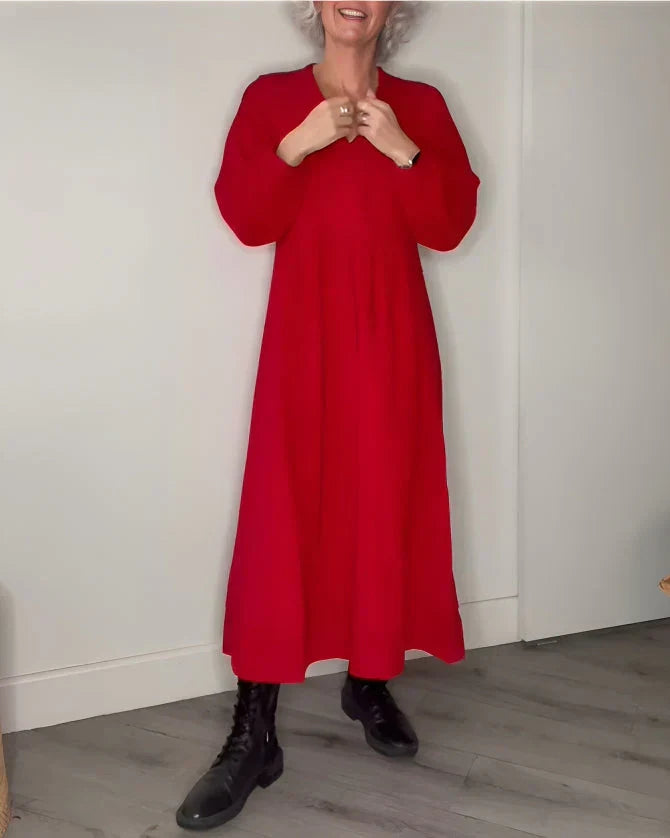 Emma | Figurbetontes langes Kleid mit V-Ausschnitt