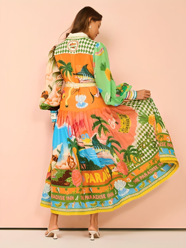 Louise™ -  Langes Kleid mit Laternenärmeln