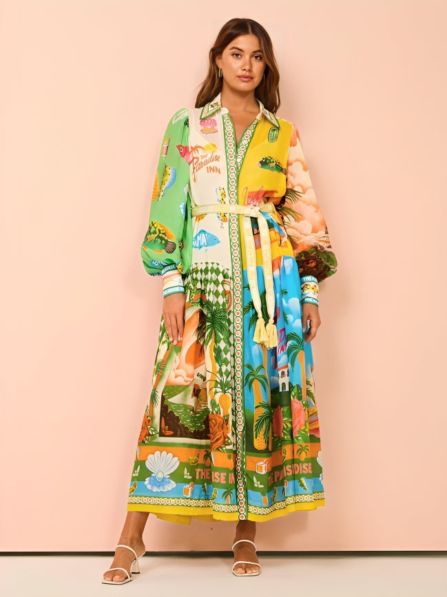Louise™ -  Langes Kleid mit Laternenärmeln