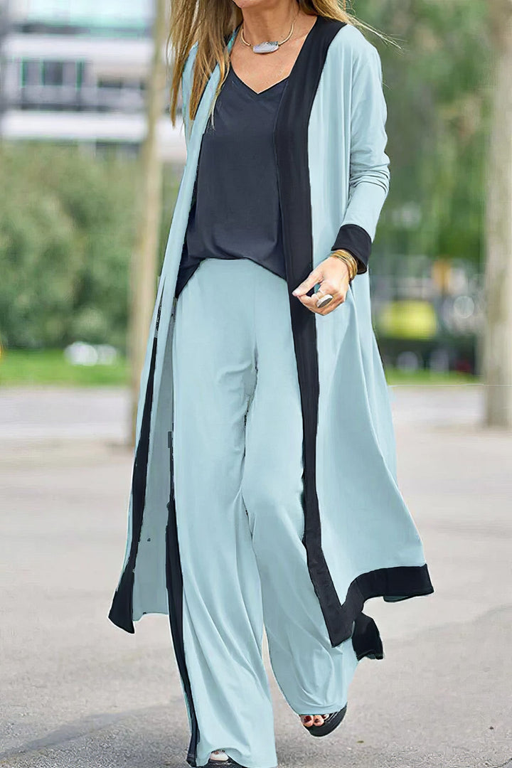 Velma™ - Conjunto de 3 piezas para mujer: cárdigan, top y pantalón ancho